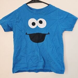 Sesame Street Kids 4T Blue Tee with Cookie Monster Face
